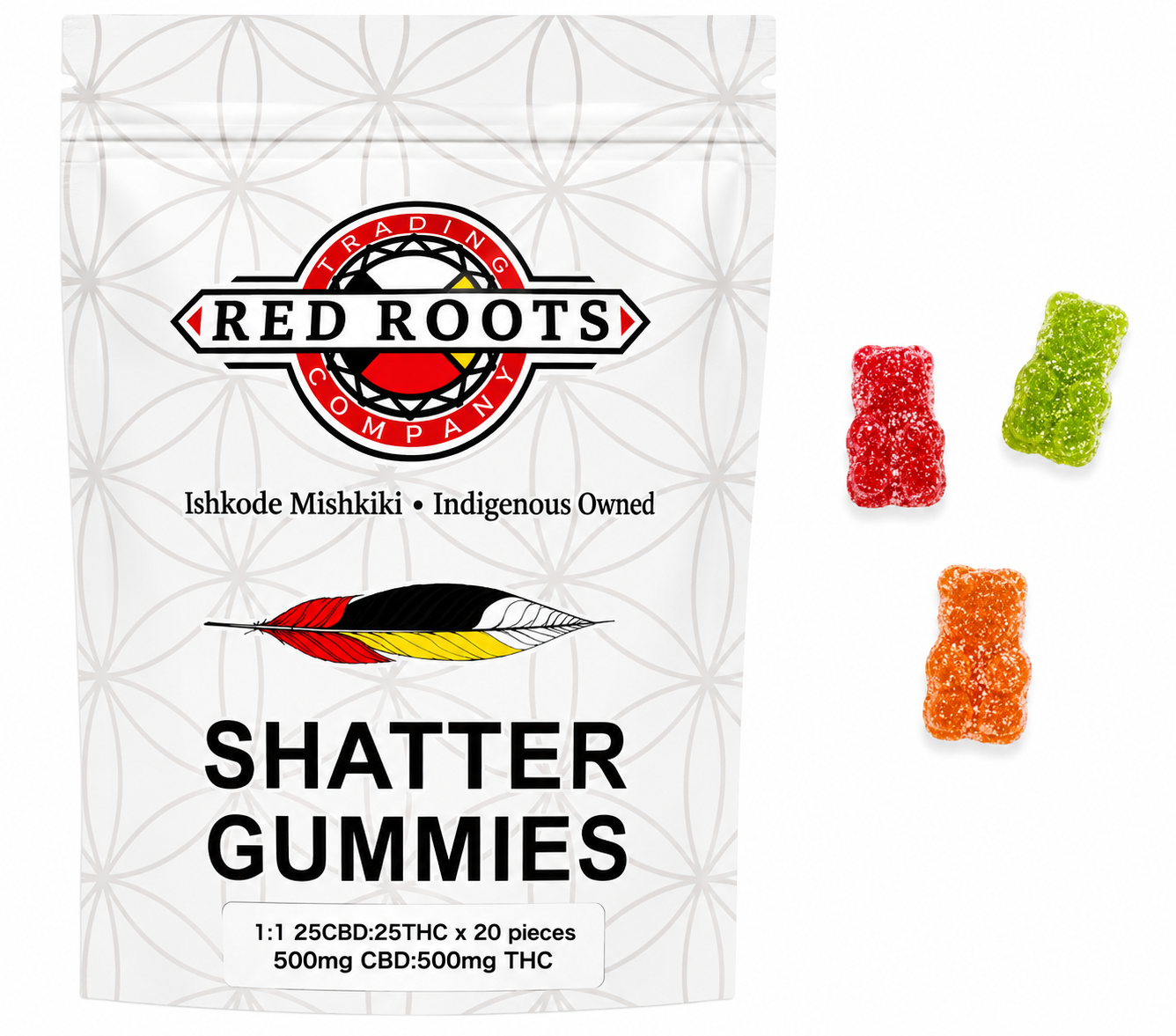Red Roots Shatter Gummies 1:1 1000mg | 20 Pieces