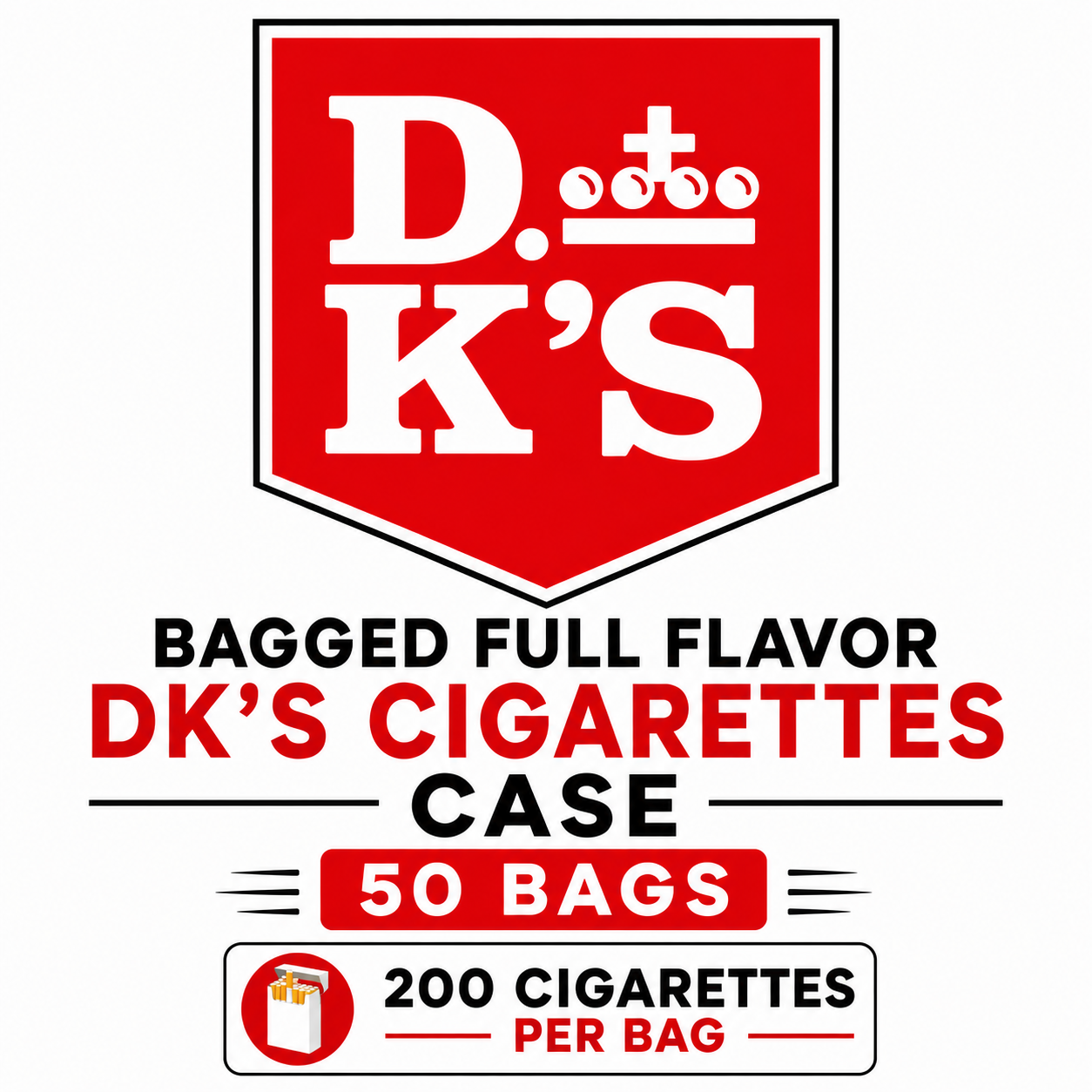 Bagged Full Flavour DK's Cigarettes – CASE | 200 Cigarettes Per Bag (BULK)