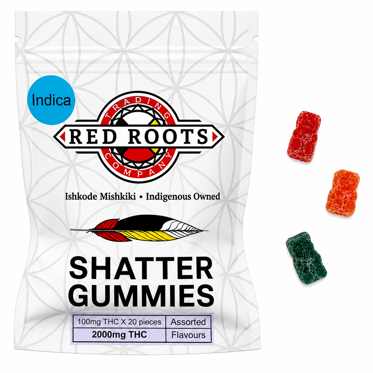 Red Roots Indica Shatter Gummies - 2000mg