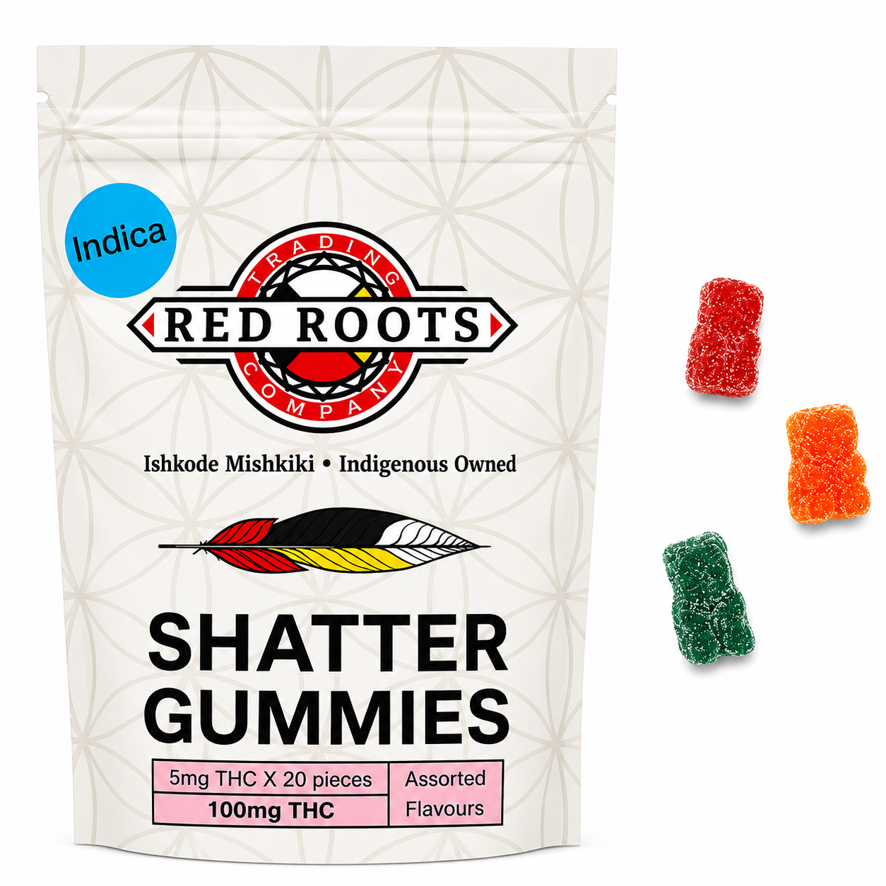 Red Roots Indica Shatter Gummies - 100mg