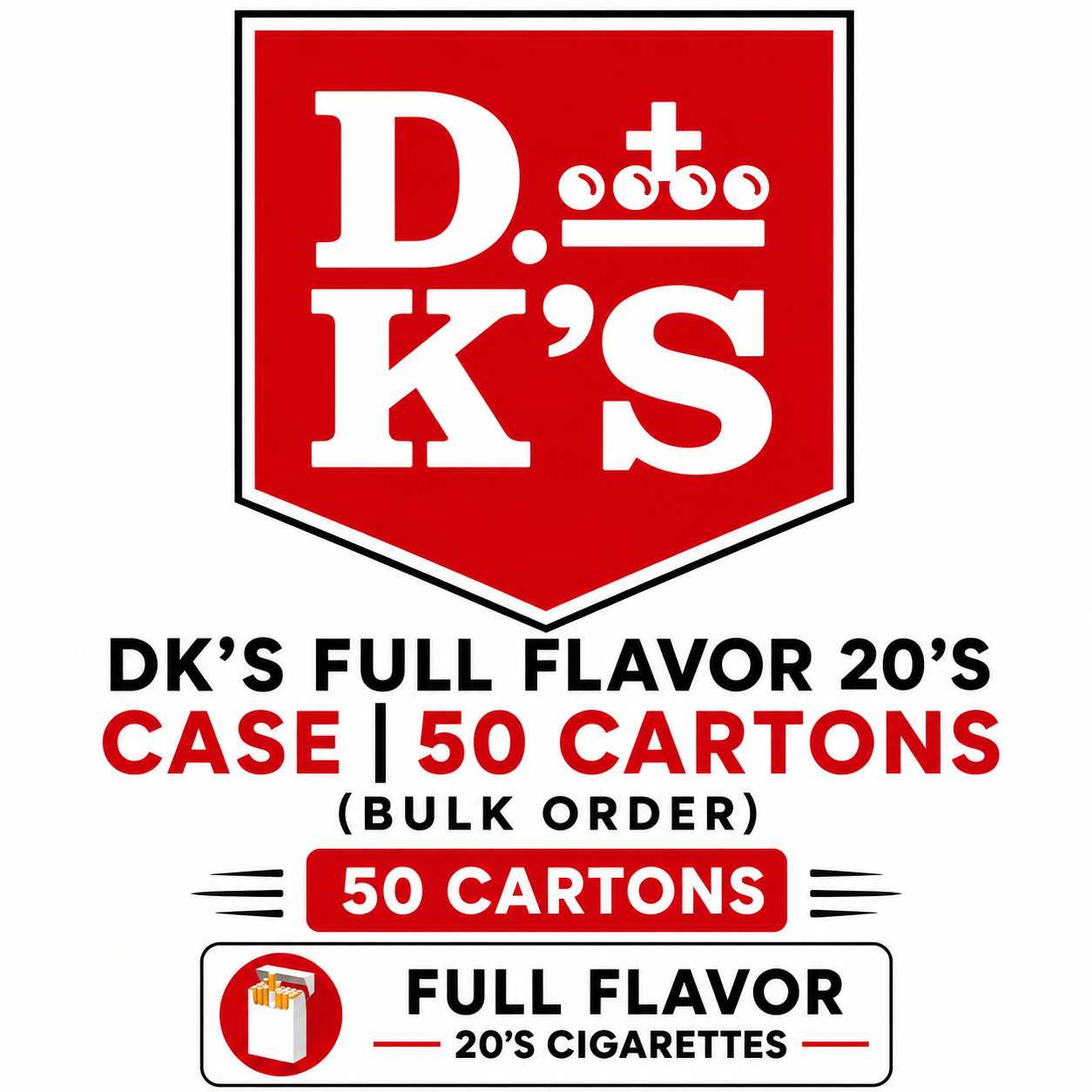 DK's Full Flavor 20's - CASE | 50 Cartons (BULK ORDER)
