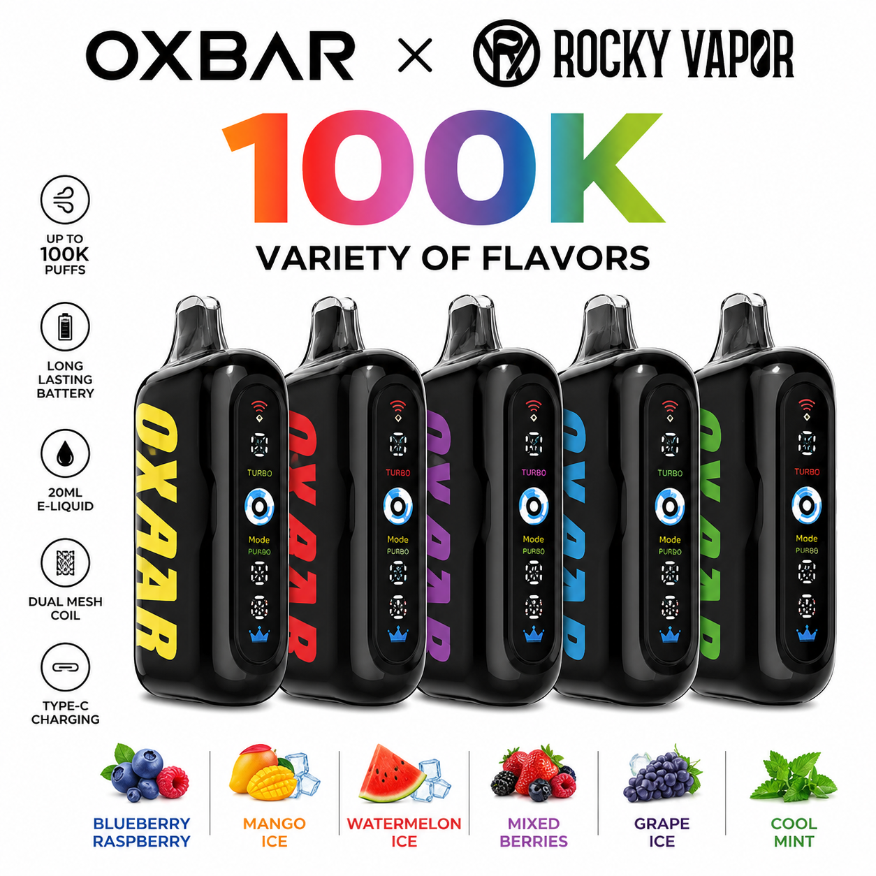 Oxbar Nicotine Vape - 100K - Variety of Flavors