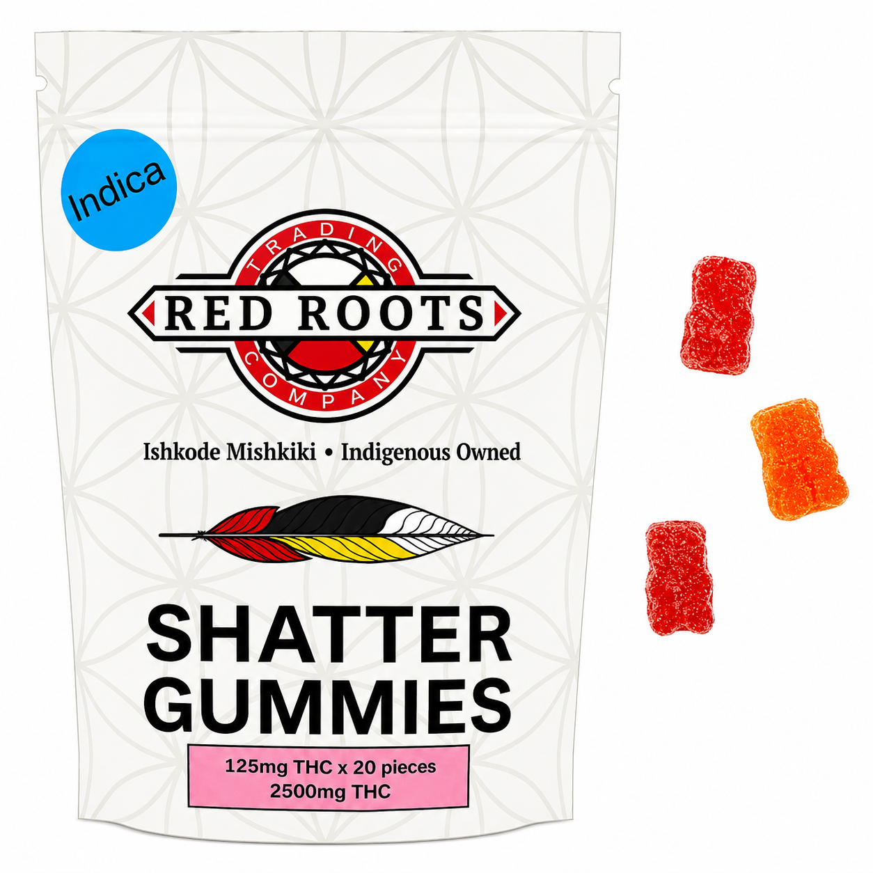 Red Roots Indica Shatter Gummies - 2500mg