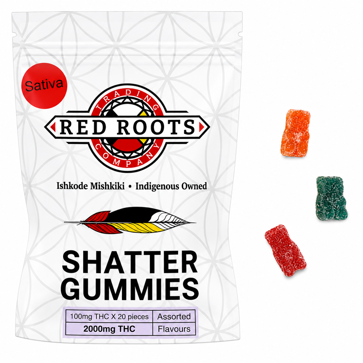 Red Roots Sativa Shatter Gummies - 2000mg