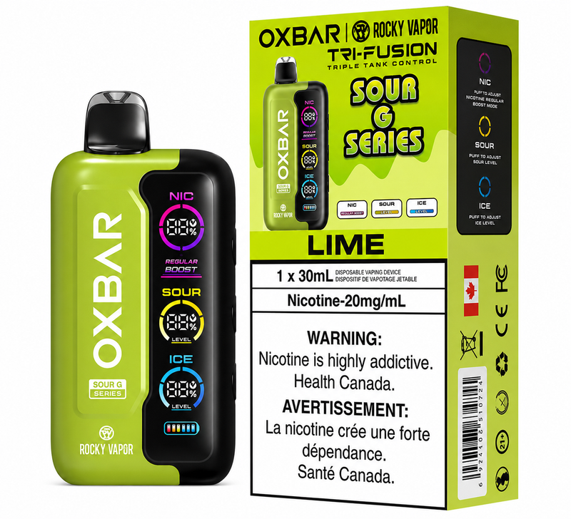 Oxbar X Rocky Vapor Tri-fusion - Sour G Series Lime
