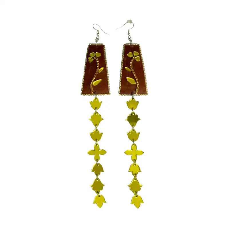 Yellow Hanging Beaded Earrings