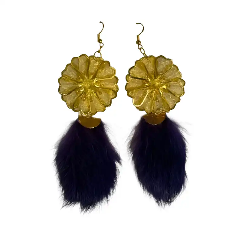 Rabbit Fur Tuft Earrings