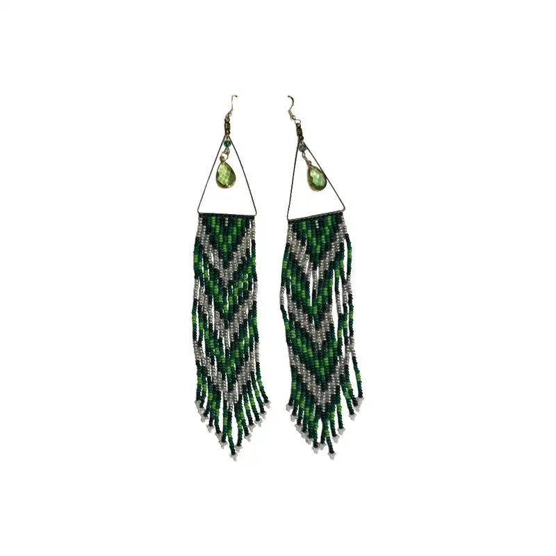 Green Beaded Earrings