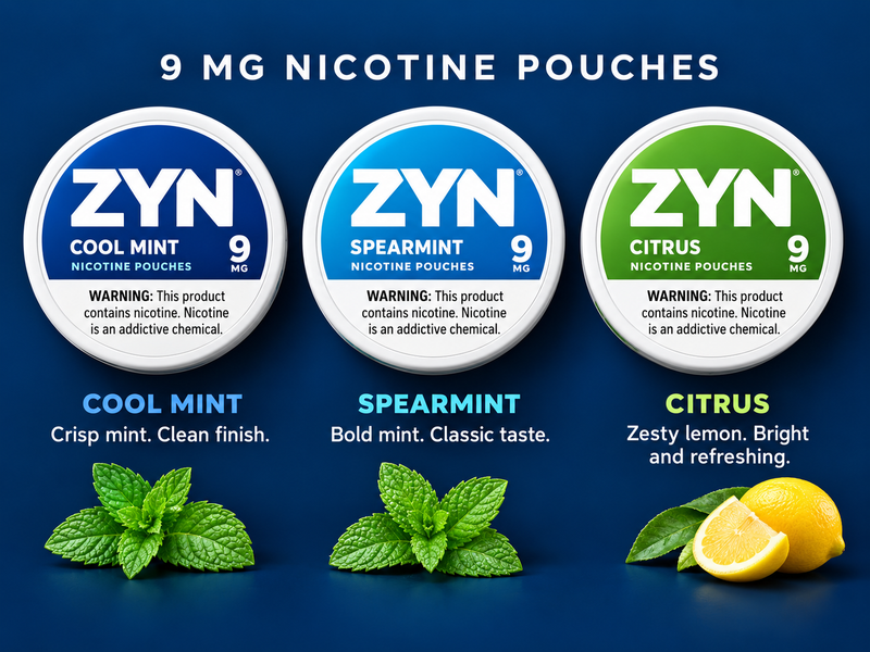 9mg ZYN Variety of Flavors Pouches EURO
